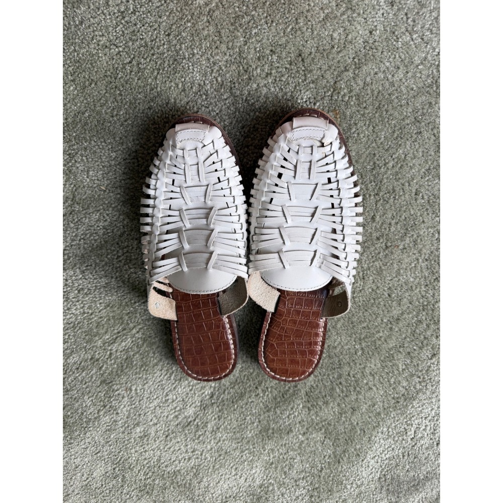 Sam Edelman White Woven Leather Huarache Mules Slides Flats Womens 7.5